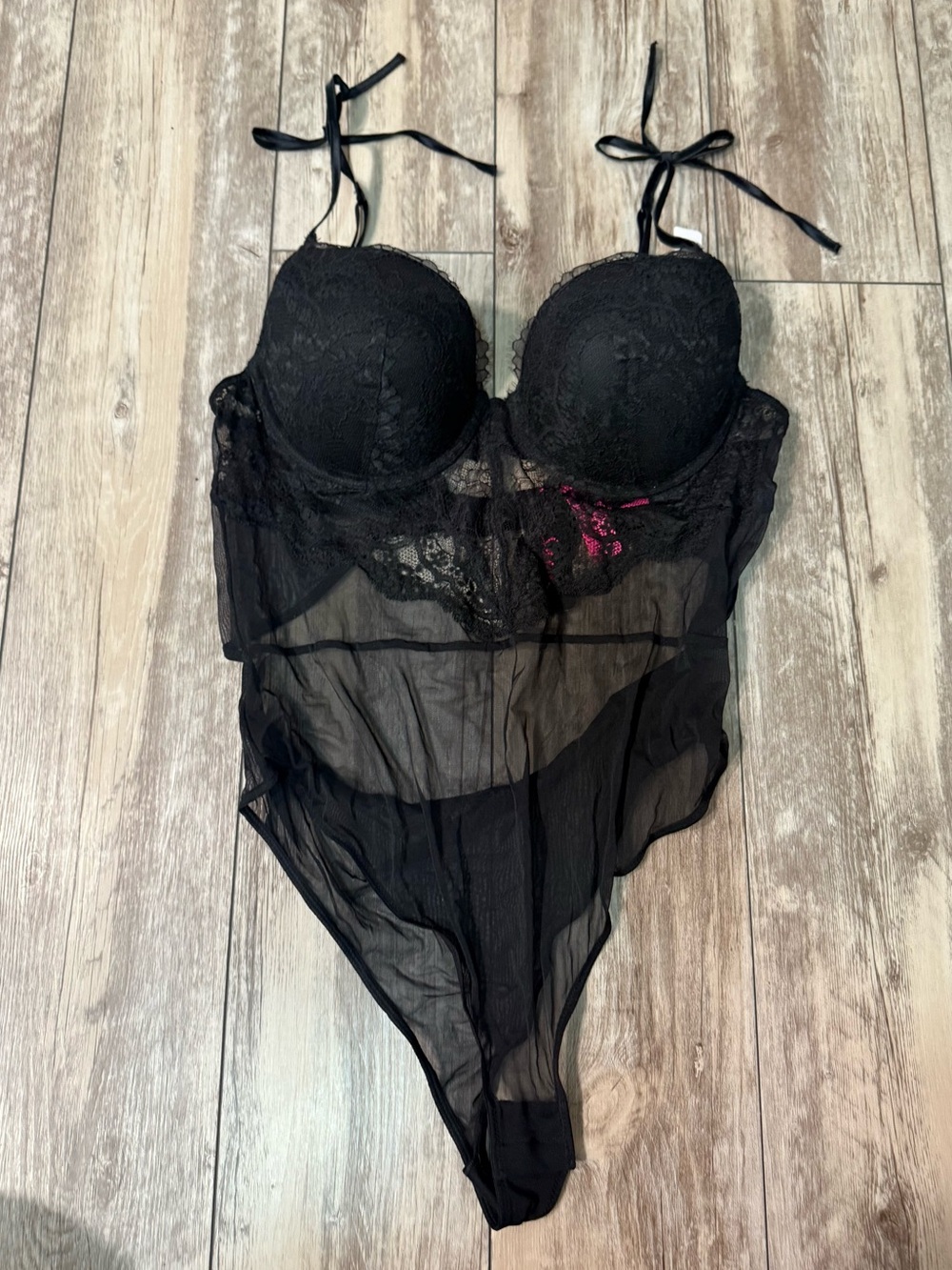 La SENZA Black Lace Sheer Bodysuit Chemise